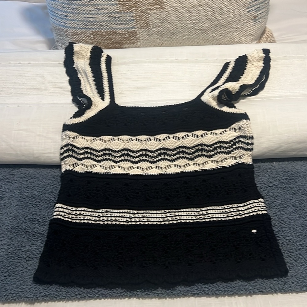 Loft Striped Crochet Ruffle Sweater Tank Top - Picture 7 of 7